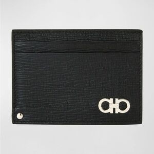 Salvatore Ferragamo Men’s Revival Gancini Leather Card Case w Flip-Out ID Window